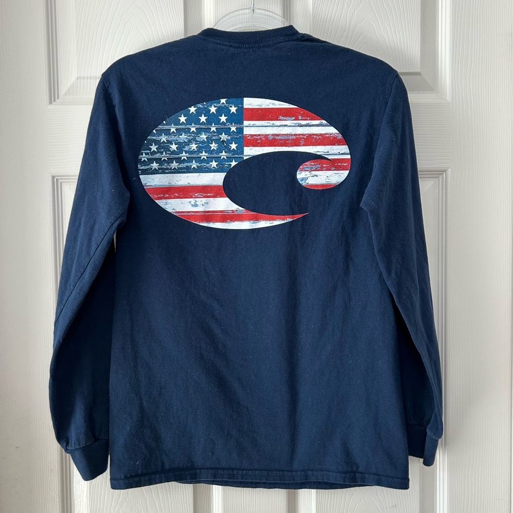 Costa American Flag Navy Long Sleeve Shirt